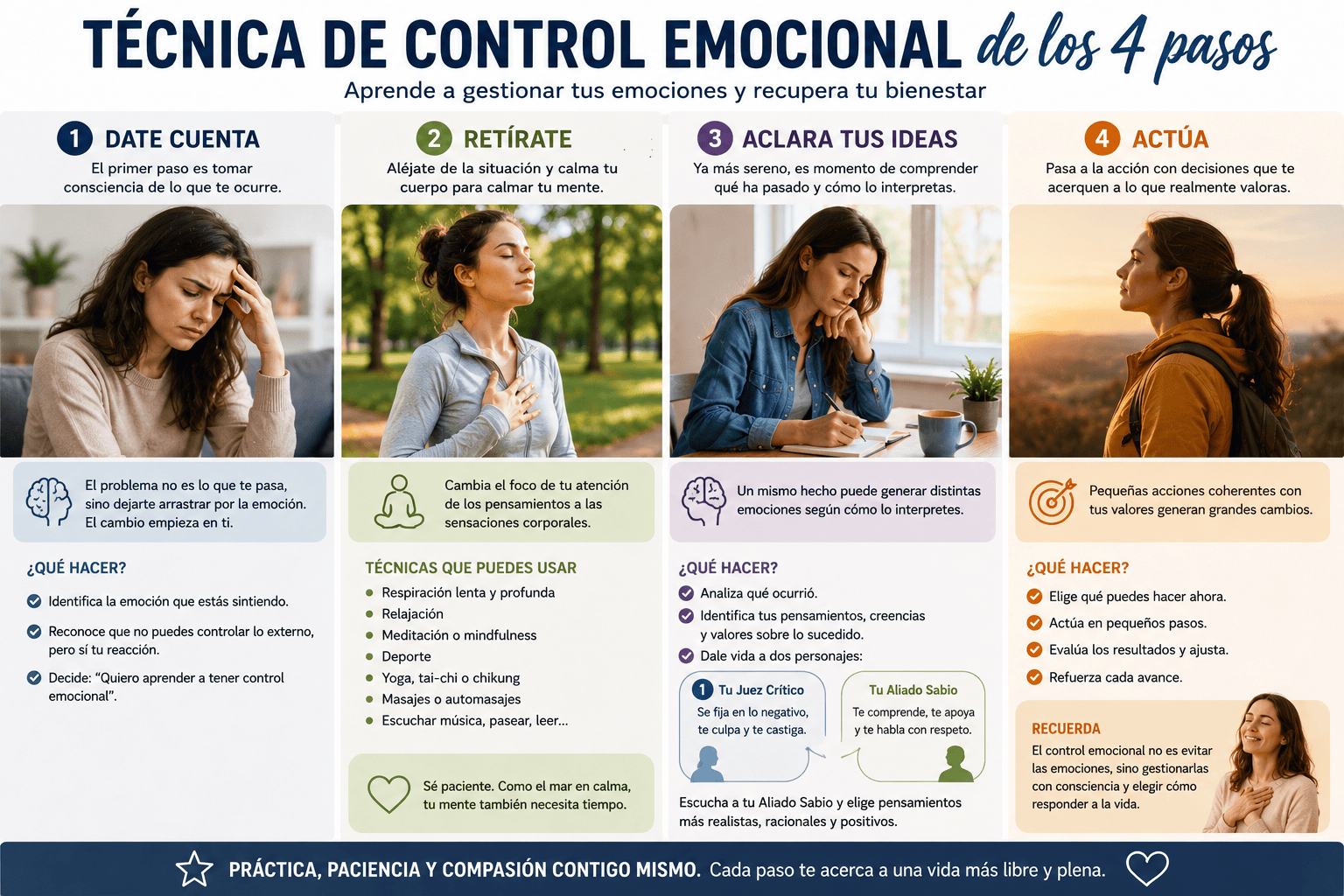 Técnica de control emocional de los 4 pasos